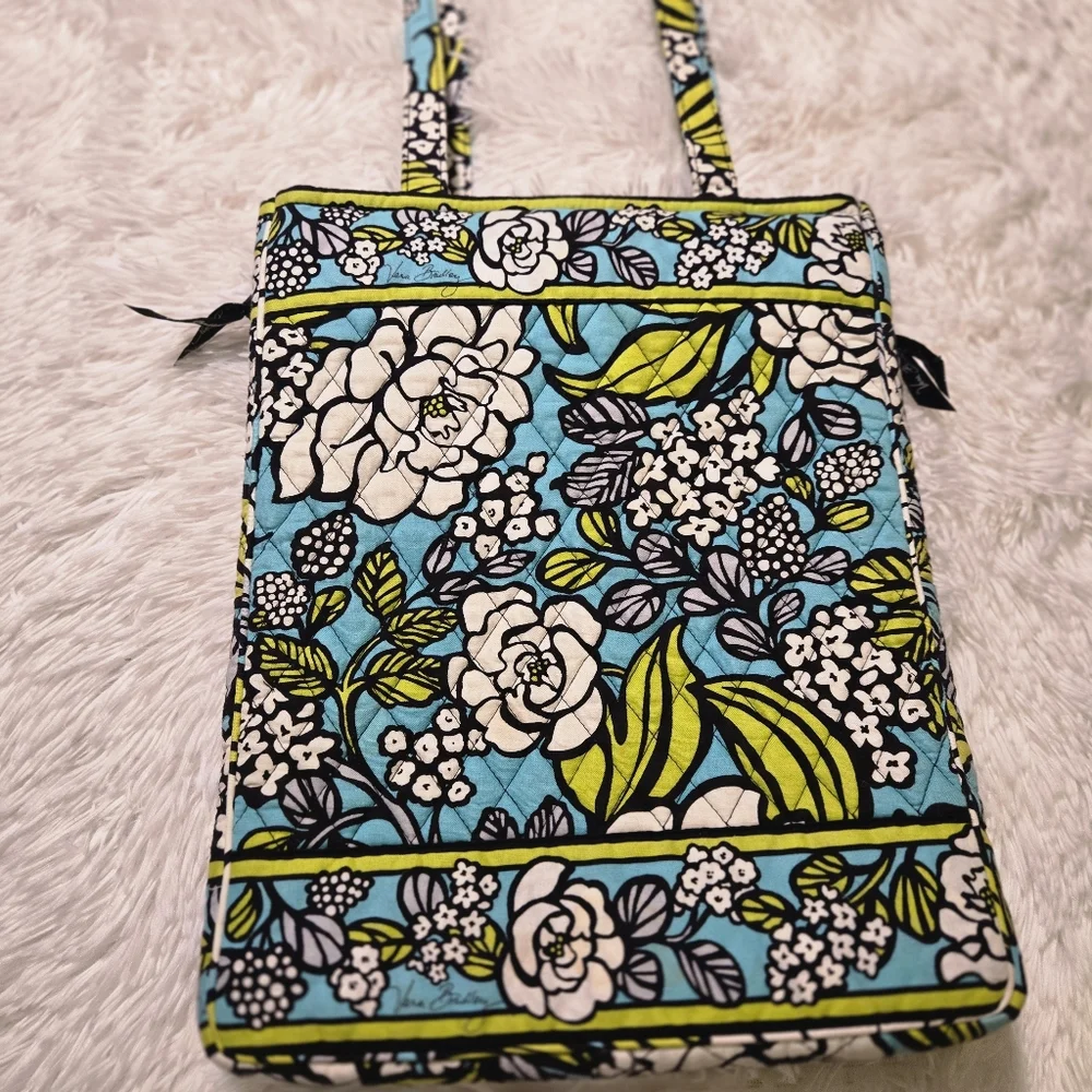 Vera Bradley Laptop Bag Checkpoint Friendly Island‎ Blooms Lime Turquoise Black